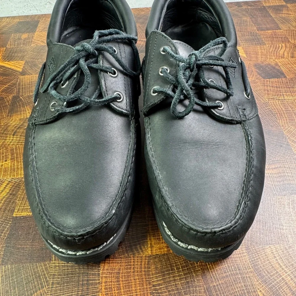 Timberland 3-Eye Classic Lug Shoes Custom Black Leather Mens 12 W KHH Monogram
